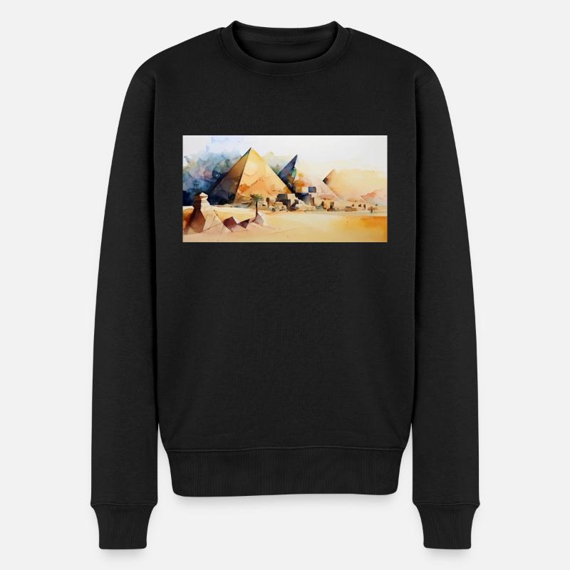 Ägypten Wassermalerei - Männer Premium Bio Pullover - Schwarz