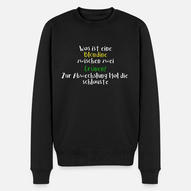 Was ist eine Blondine zwischen Grünen | Die Schlau - Männer Premium Bio Pullover - Schwarz