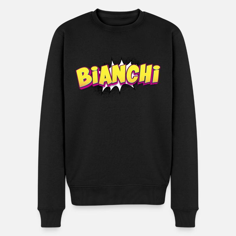 Bianchi benutzerdefinierter Name Comic-Stil Pop-Art, - Männer Premium Bio Pullover - Schwarz
