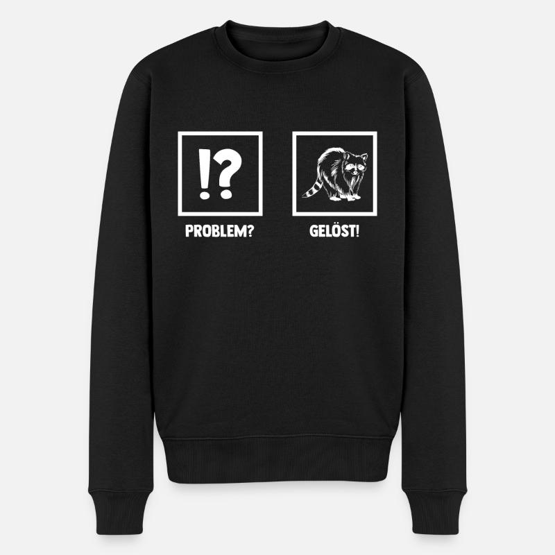 Waschbär - Männer Premium Bio Pullover - Schwarz