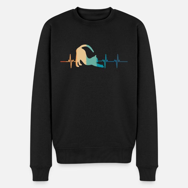 battement De cœur chat - Pull Premium bio Homme - noir