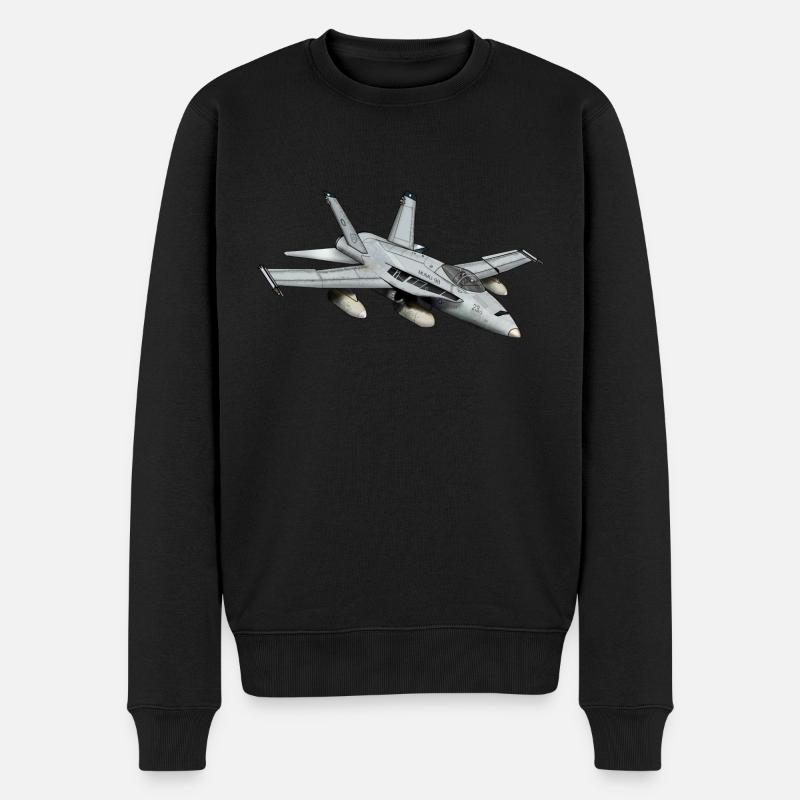Jet Düsenjet Flugzeug Geschenkidee Geschenk - Männer Premium Bio Pullover - Schwarz