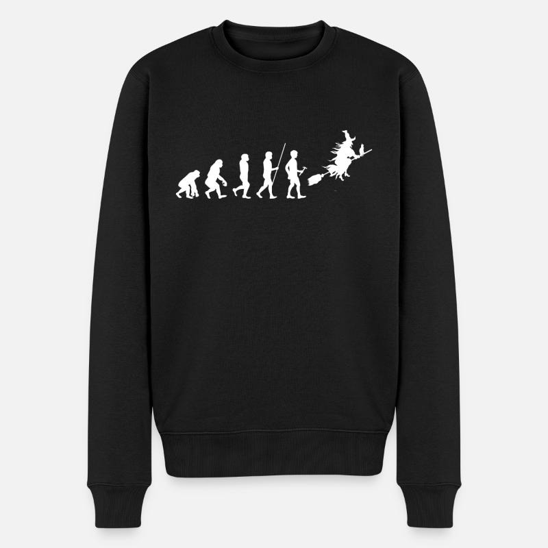 Halloween Evolution Hexe - Männer Premium Bio Pullover - Schwarz