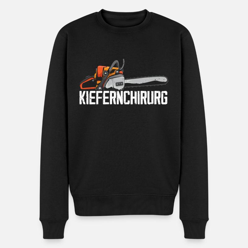 Kiefernchirurg Kettensäge Tischler Waldarbeiter Ge - Männer Premium Bio Pullover - Schwarz