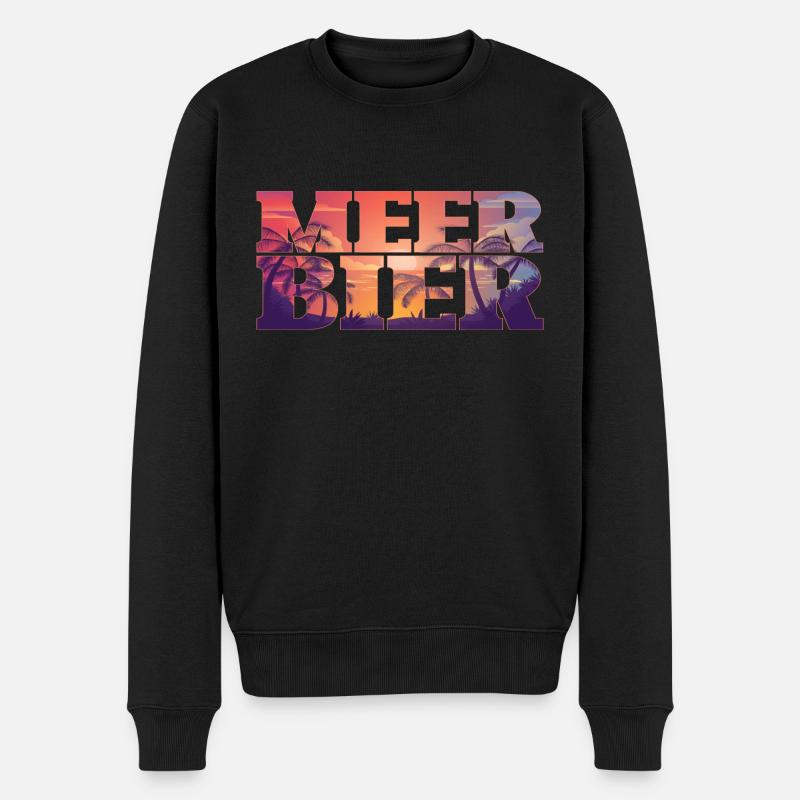 Meer Bier - Männer Premium Bio Pullover - Schwarz