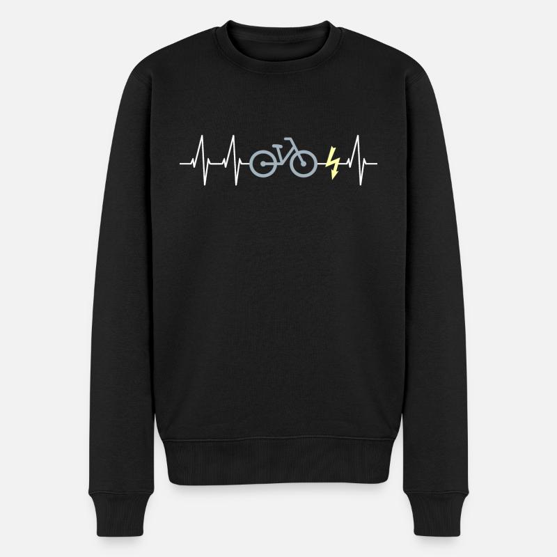 E-Bike Herzschlag - Männer Premium Bio Pullover - Schwarz