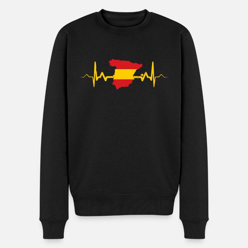 Spanien Herzschlag Geschenk - Männer Premium Bio Pullover - Schwarz