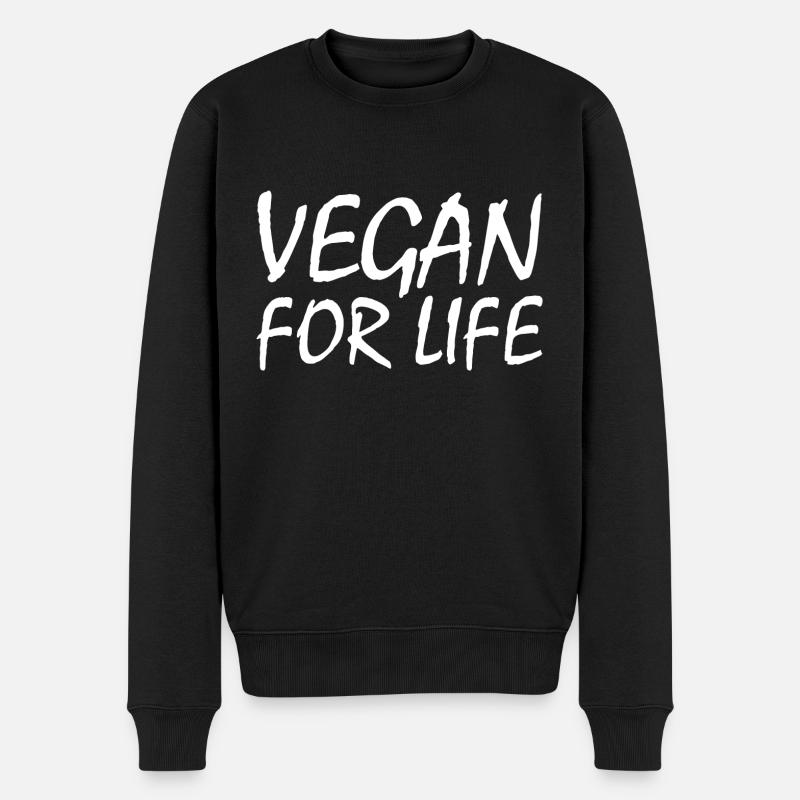 Vegan for life - Pull Premium bio Homme - noir