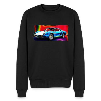Retro Car on Rainbow Background - Men's Premium Organic Jumper - black - Front - Nico (187cm)