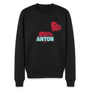 Edel Anton - Männer Premium Bio Pullover - Schwarz - Vorne - Nico (187cm)