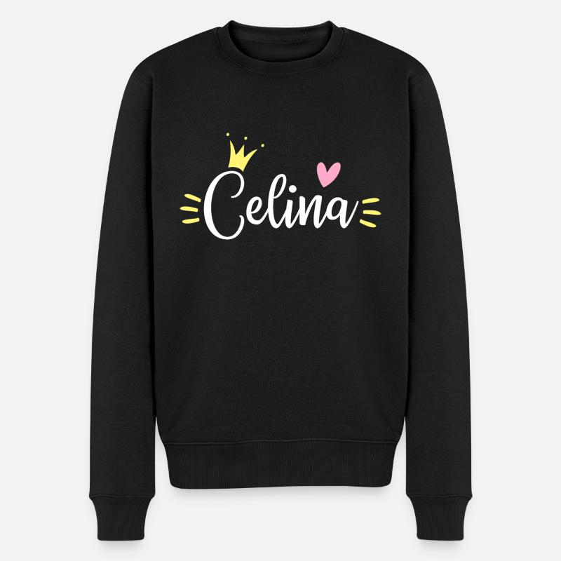 Celina Name Krone - Männer Premium Bio Pullover - Schwarz