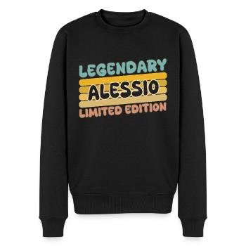 Name Alessio - Männer Premium Bio Pullover - Schwarz - Vorne - Nico (187cm)