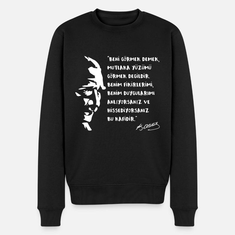 Atatürk Zitat - Männer Premium Bio Pullover - Schwarz