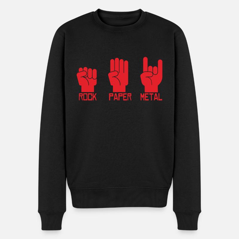 Rock paper metal Musik Gitarre Geschenk - Männer Premium Bio Pullover - Schwarz