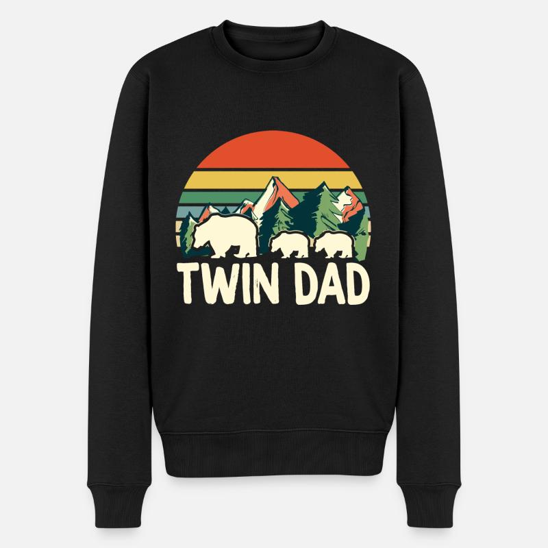 Cadeau de Jumeaux pour papa de jumeaux - Pull Premium bio Homme - noir