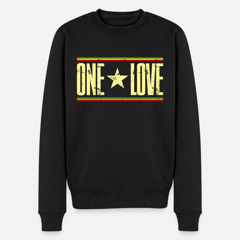 one love reggae - Männer Premium Bio Pullover - Schwarz