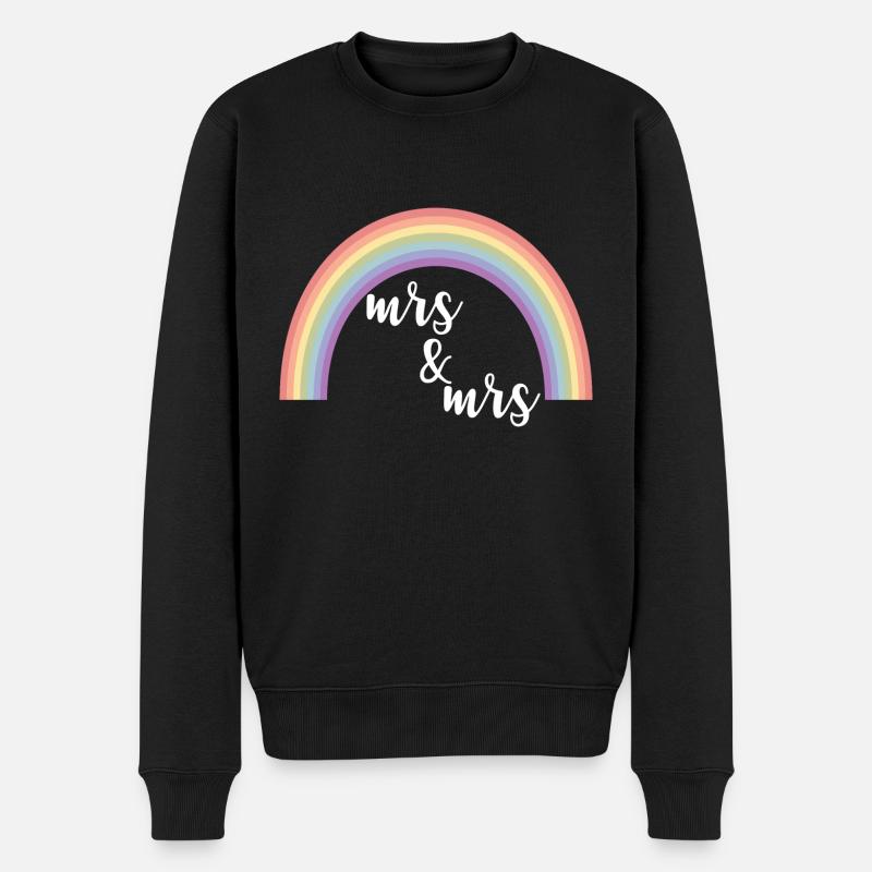 Regenbogenstreifen Mrs und Mrs - Männer Premium Bio Pullover - Schwarz