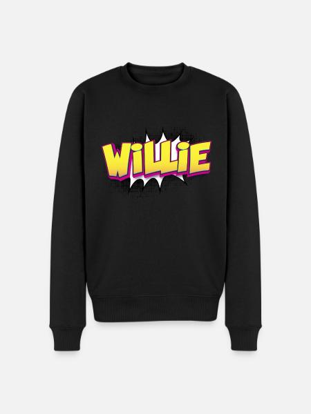 Willie Benutzerdefinierter Name Comic-Stil Pop-Art, - Männer Premium Bio Pullover - Schwarz