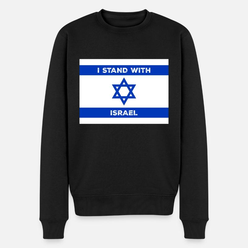Israel, Fahne, Flagge, I stand with, Davidstern - Männer Premium Bio Pullover - Schwarz