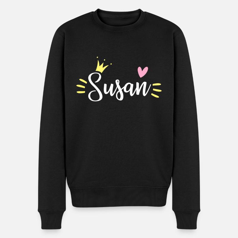 Susan Name Krone - Männer Premium Bio Pullover - Schwarz