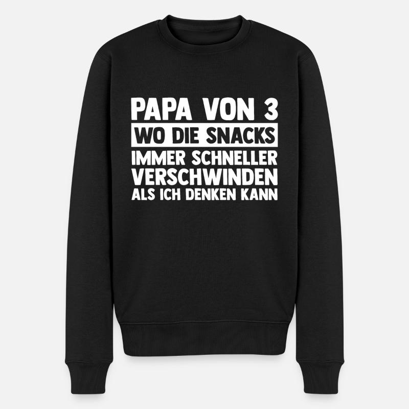 Papa Von 3 Kindern - Männer Premium Bio Pullover - Schwarz