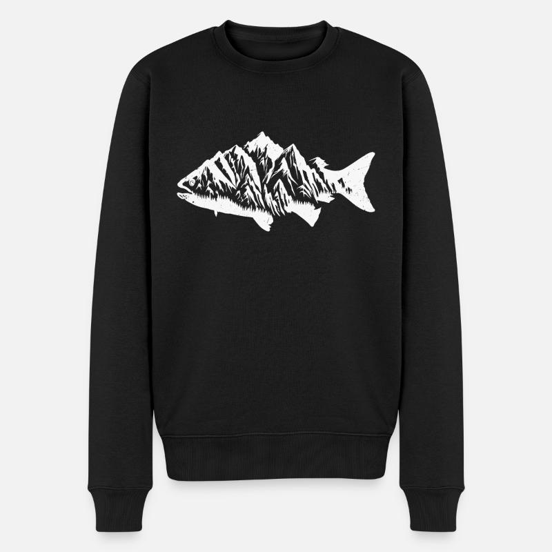 Berglandschaft im Fisch - Männer Premium Bio Pullover - Schwarz