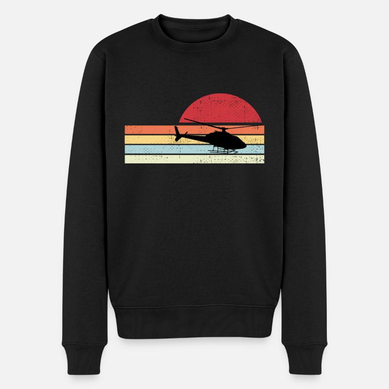 Hubschrauber Helikopter Geschenk Retro - Männer Premium Bio Pullover - Schwarz