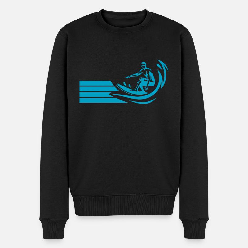 Surfen Surfing Wellenreiten - Männer Premium Bio Pullover - Schwarz