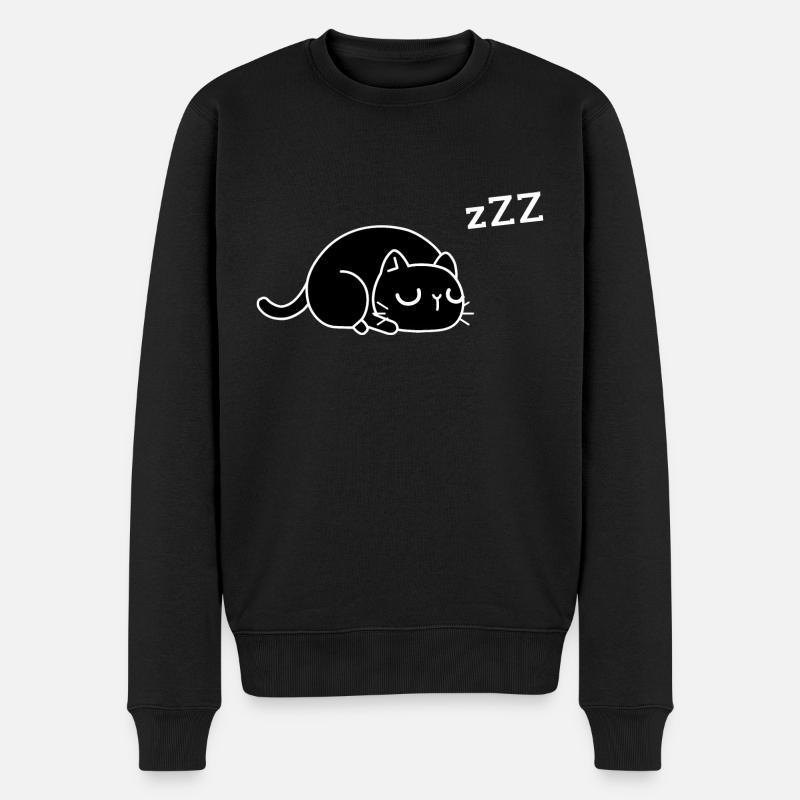 chat fatigué - Pull Premium bio Homme - noir