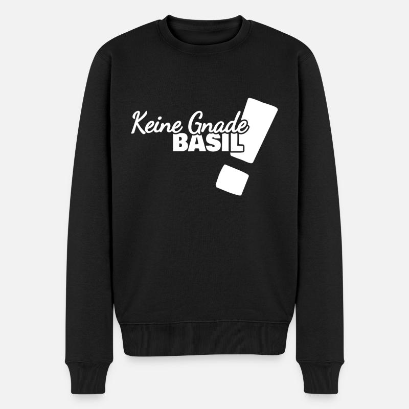 Lustig Basil - Männer Premium Bio Pullover - Schwarz