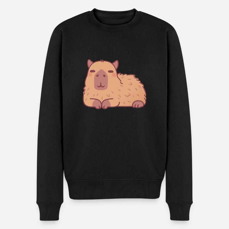 Mignon Doodle Capybara au repos - Pull Premium bio Homme - noir