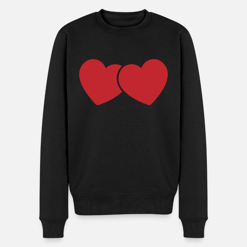 Zwei Herz-Liebessymbole. Romantik-Logo-Schild - Männer Premium Bio Pullover - Schwarz