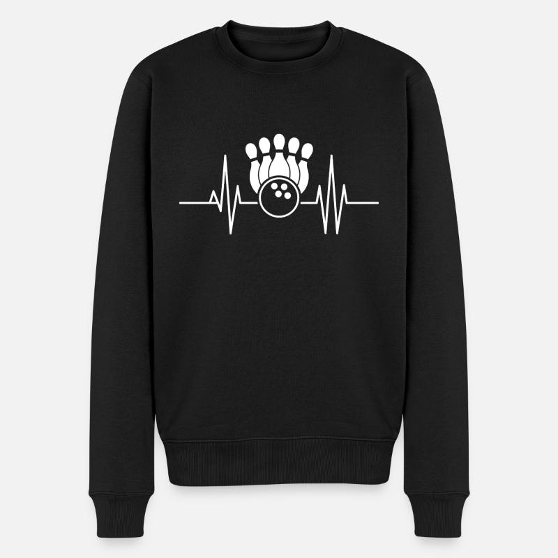 Bowling-Herzschlag - Männer Premium Bio Pullover - Schwarz