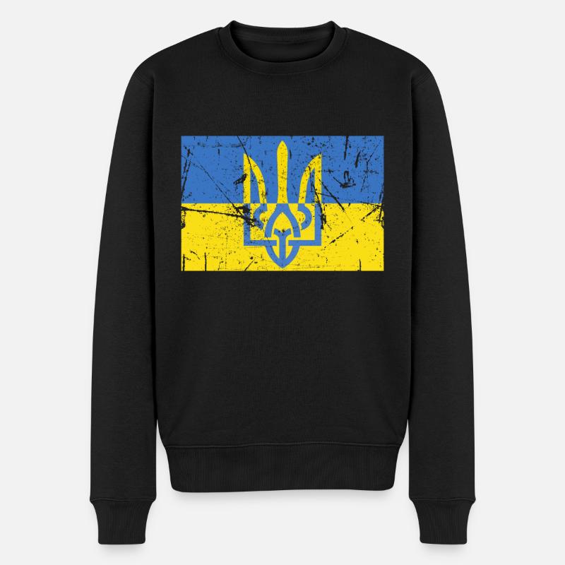 Drapeau Ukrainien Trident Ukraine - Pull Premium bio Homme - noir