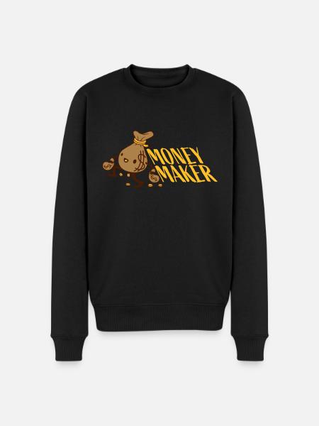 Money Maker glad pengepose - Økologisk premium-sweatshirt til mænd - sort