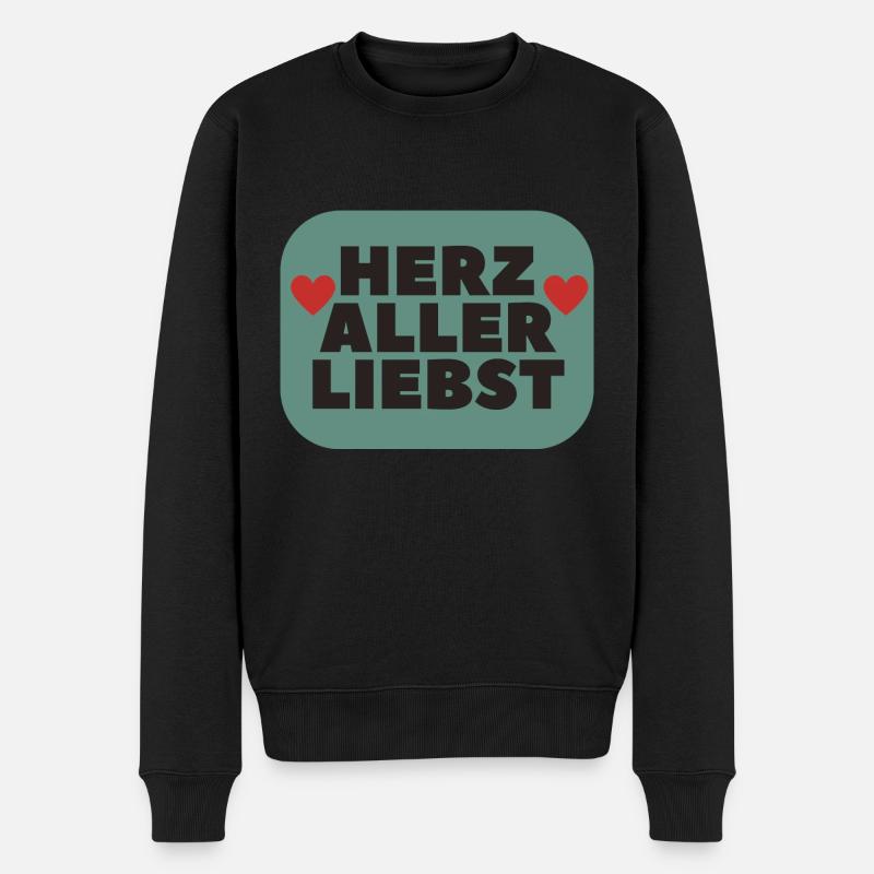 Herz aller liebst Lieblingsmensch Geschenkidee - Männer Premium Bio Pullover - Schwarz