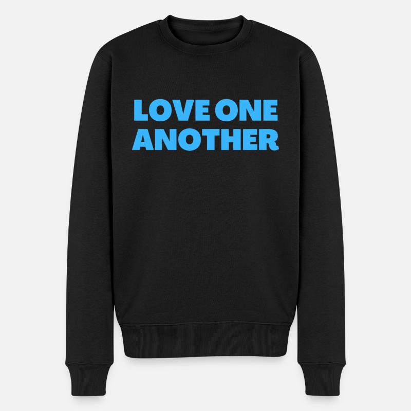 Liebt einander - Christliche Zitate - Männer Premium Bio Pullover - Schwarz