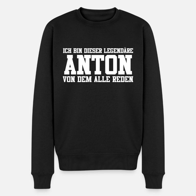 Anton Name Design - Männer Premium Bio Pullover - Schwarz