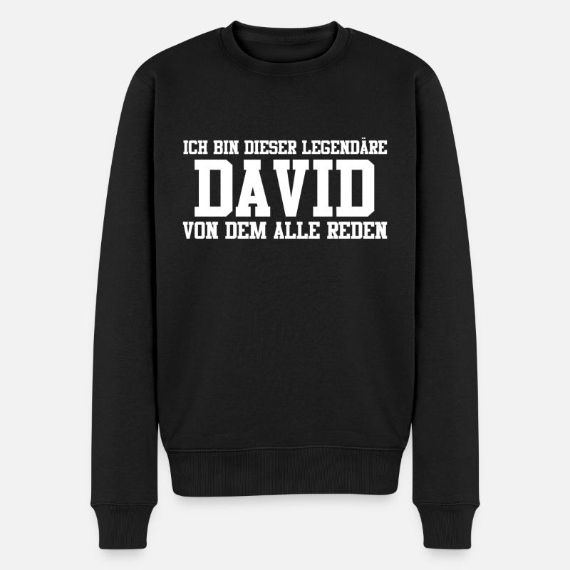 David Name Design - Männer Premium Bio Pullover - Schwarz