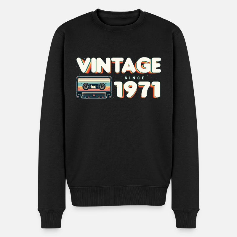 Retro Vintage 1971 Nostalgischer Geburtstag Männer Frauen - Männer Premium Bio Pullover - Schwarz