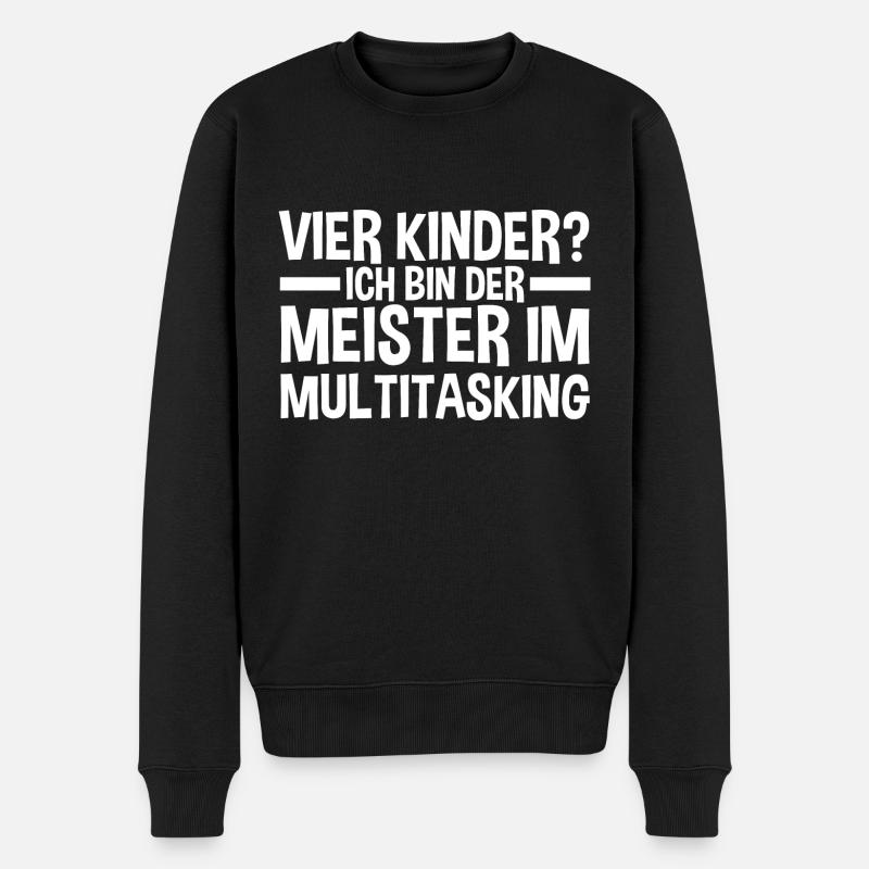 Papa Von 4 Kindern - Männer Premium Bio Pullover - Schwarz
