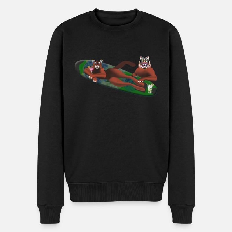 Tiger im Wasser - Männer Premium Bio Pullover - Schwarz