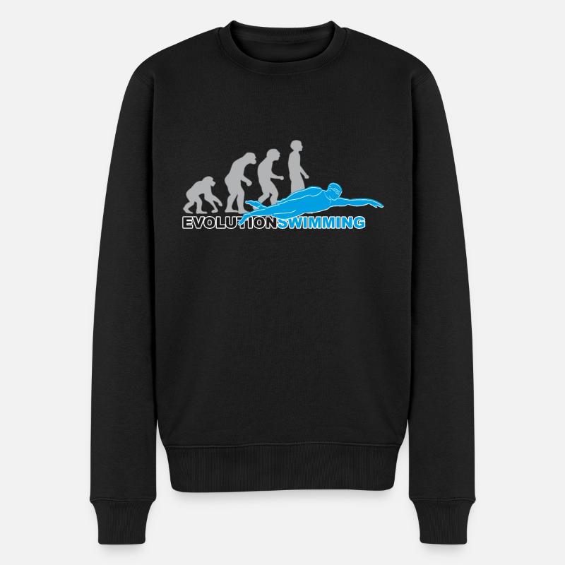 evolution swimming, swim, schwimmen, Schwimmer - Männer Premium Bio Pullover - Schwarz