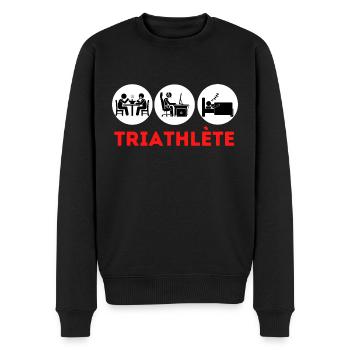 Triathlète sport humour geek cadeau - Pull Premium bio Homme - noir - Devant - Nico (187cm)