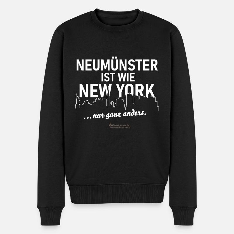 Neumünster ist wie New York - Männer Premium Bio Pullover - Schwarz