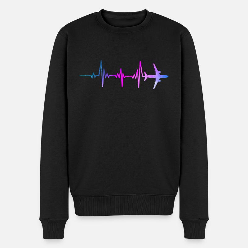 Flugzeug Space Heartbeat für Luftfahrtflugzeug - Männer Premium Bio Pullover - Schwarz