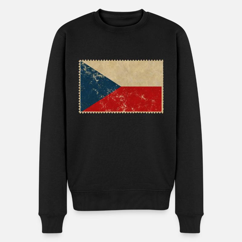 Retro Tschechien - Männer Premium Bio Pullover - Schwarz