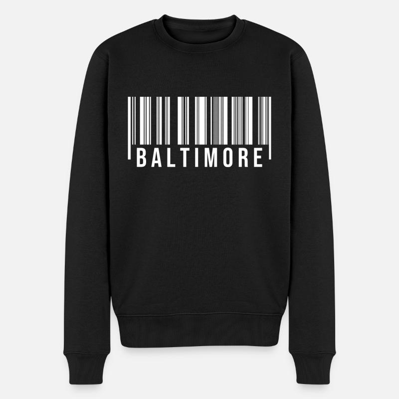 Baltimore Strichcode - Männer Premium Bio Pullover - Schwarz