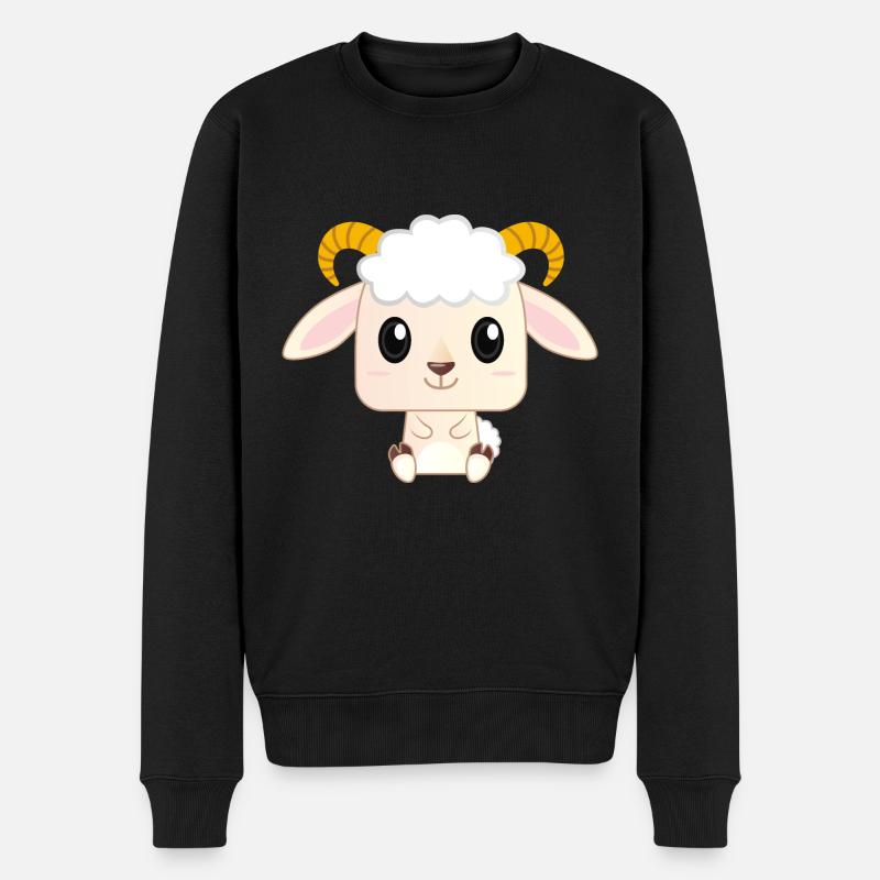 Dessin animé mignon bébé chèvre - Pull Premium bio Homme - noir