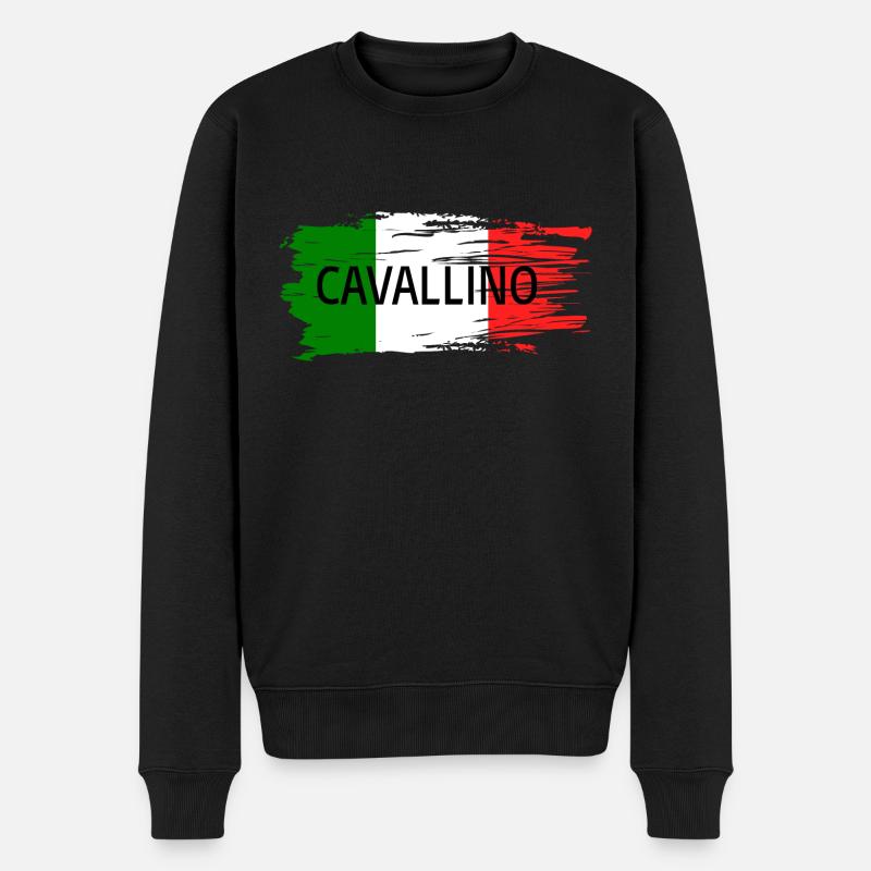 Cavallino sur drapeau - Pull Premium bio Homme - noir